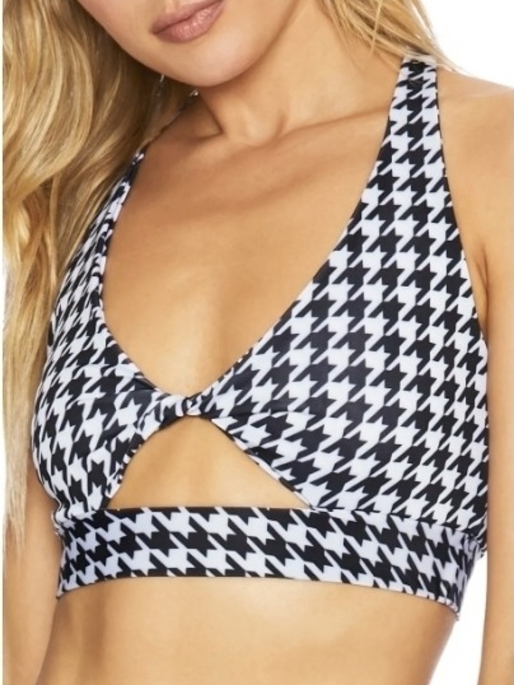Beach Riot Black and White Houndstooth Bralette